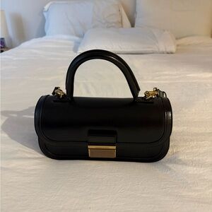 Charles & Keith Black Mini Bag with Gold Accents